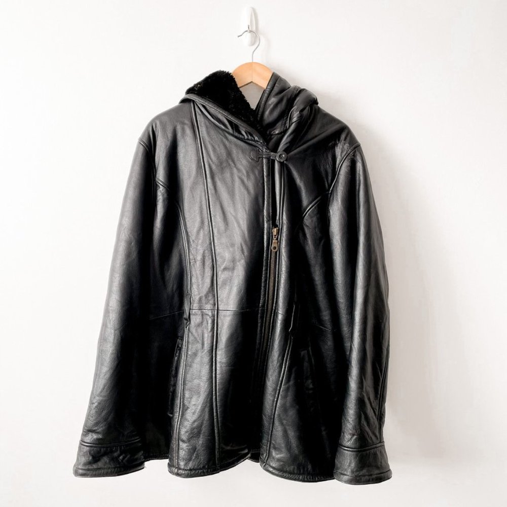 Wilsons Leather Faux Fur Hooded Vintage Jacket Sz 1X
